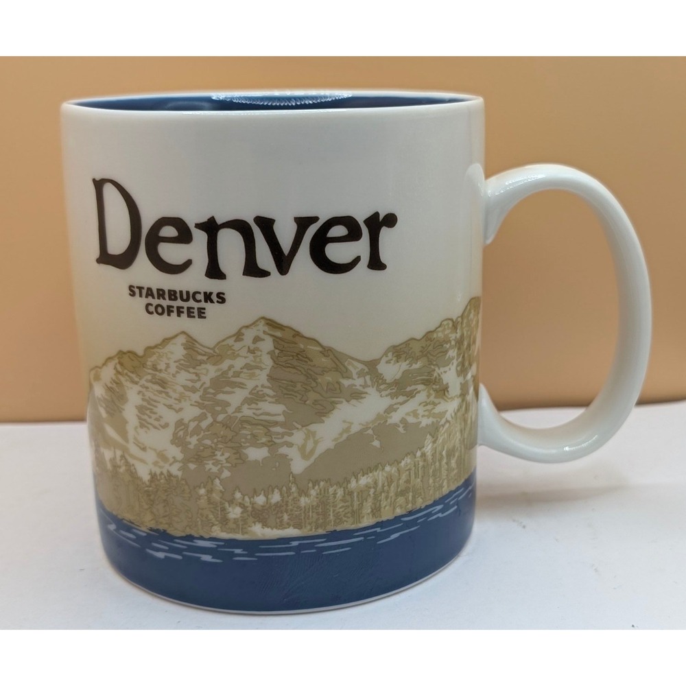 Starbucks Denver Collector Series 2009 Coffee Mug 16oz City Skyline Mountains